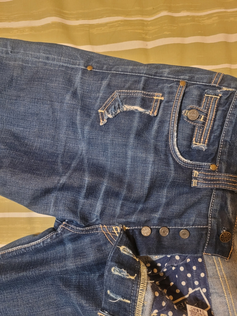 Taverniti So Jeans Dark Blue Denim with Navy Polka-Dot Lining - Picture 2 of 9